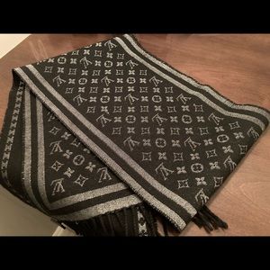 Black & Silver Louis Vuitton Monogram Scarf